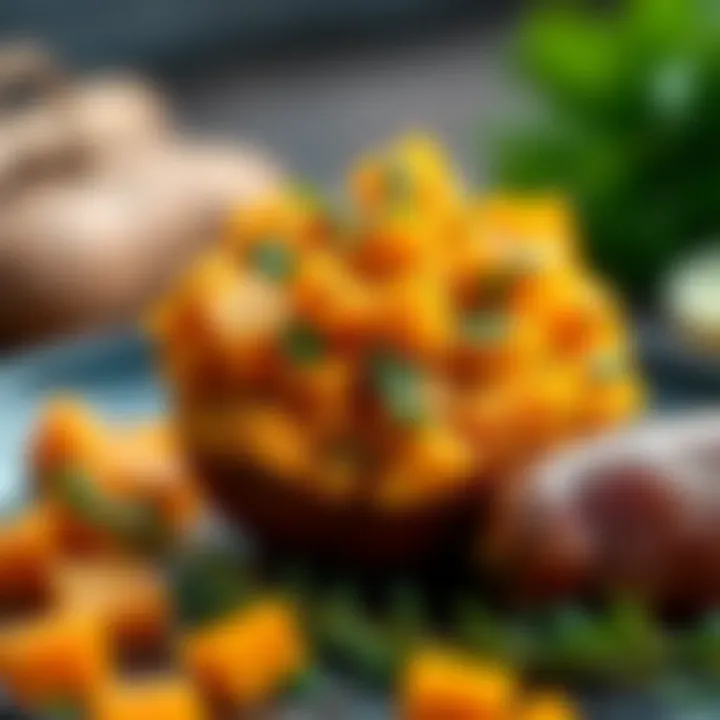 Mashed sweet potatoes with herbs