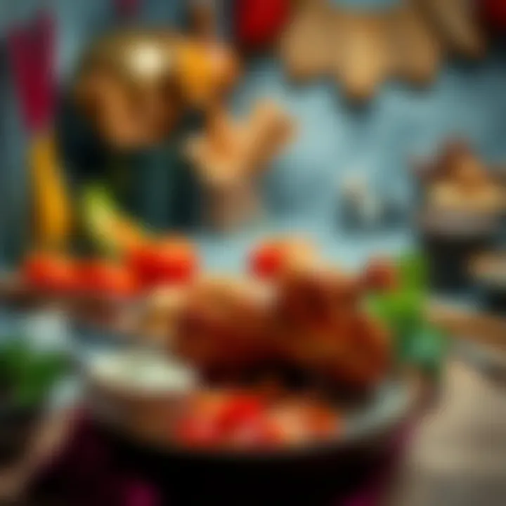 A vibrant kitchen scene with tools and utensils ready for the chicken whirl preparation