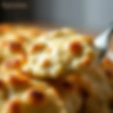A delectable close-up of the creamy texture of chicken gratin