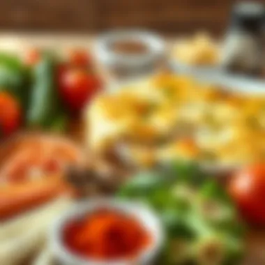 Fresh ingredients laid out for preparing chicken gratin, showcasing herbs and spices