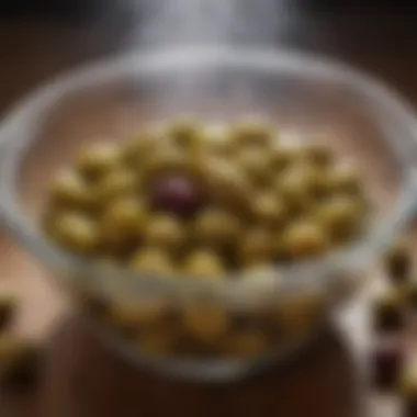 Brining Olives for Flavor Olives soaking in brine solution