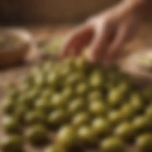 Freshly harvested green olives