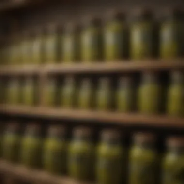 Olive Storage Techniques A display of various olive jars