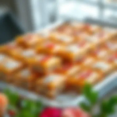 A beautifully arranged tray of baklava showcasing its layers and glossy finish