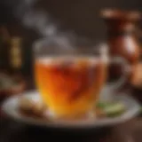 A steaming cup of Tiryaki tea showcasing its rich color and texture