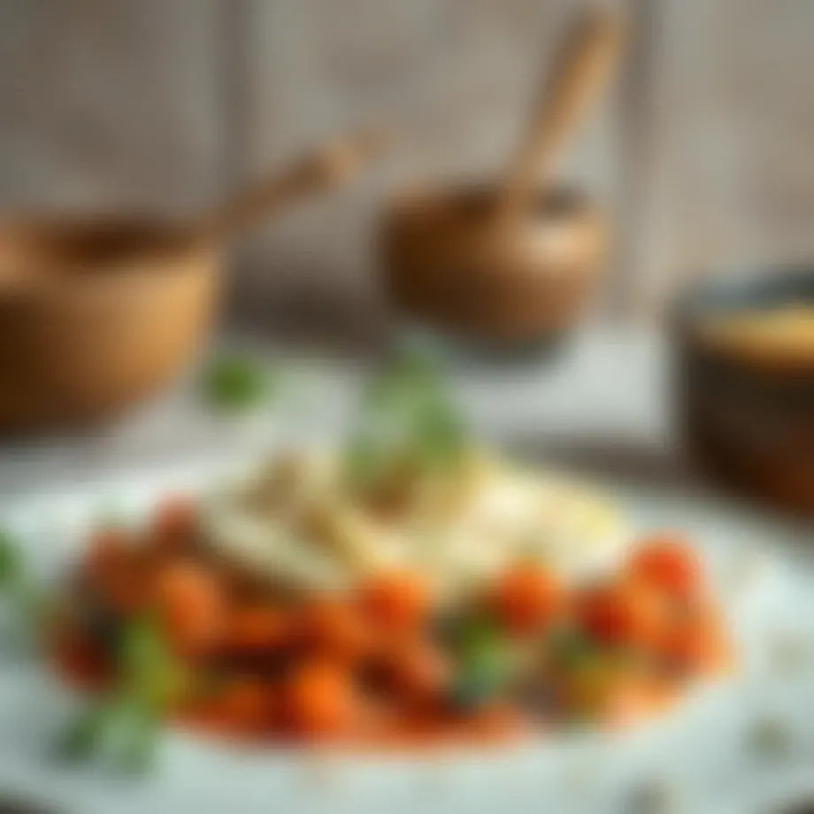 A vibrant dish showcasing Torku lor with fresh herbs