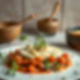 Vibrant Torku Lor Dish with Herbs A vibrant dish showcasing Torku lor with fresh herbs