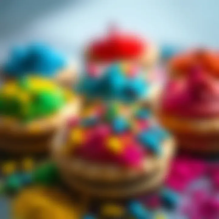 Artistry in Pastry with Food Colors Colorful pastries adorned with various powdered food colors