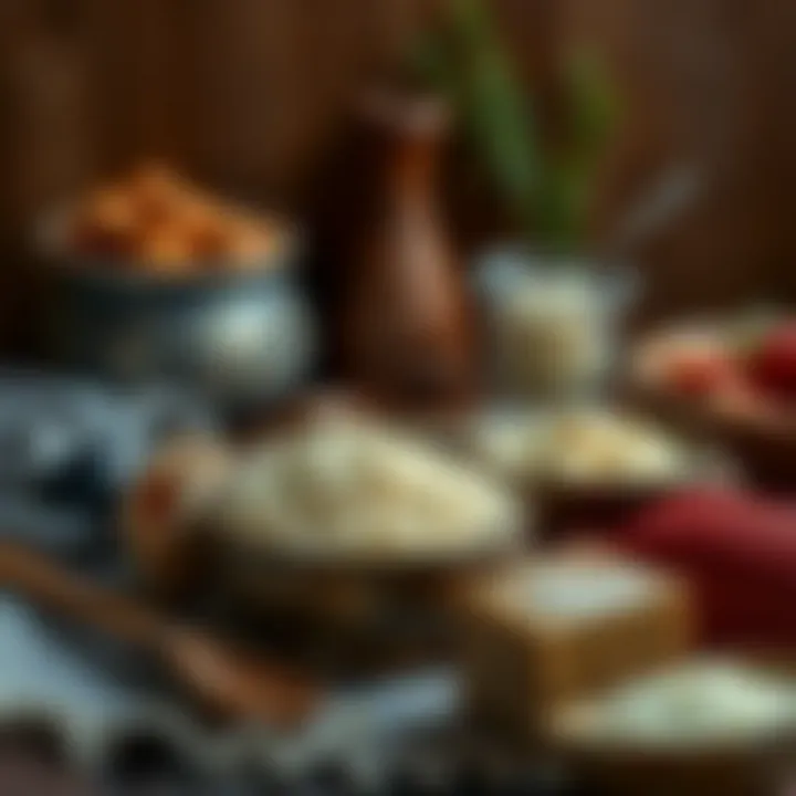 Traditional cooking setup with ingredients for semolina halva