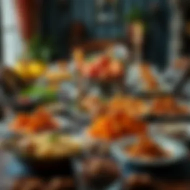 A beautifully arranged Turkish iftar table with traditional dishes.