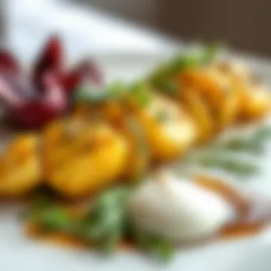 Gourmet Presentation of Truffle Potatoes A gourmet plate featuring truffle potatoes elegantly plated with herbs