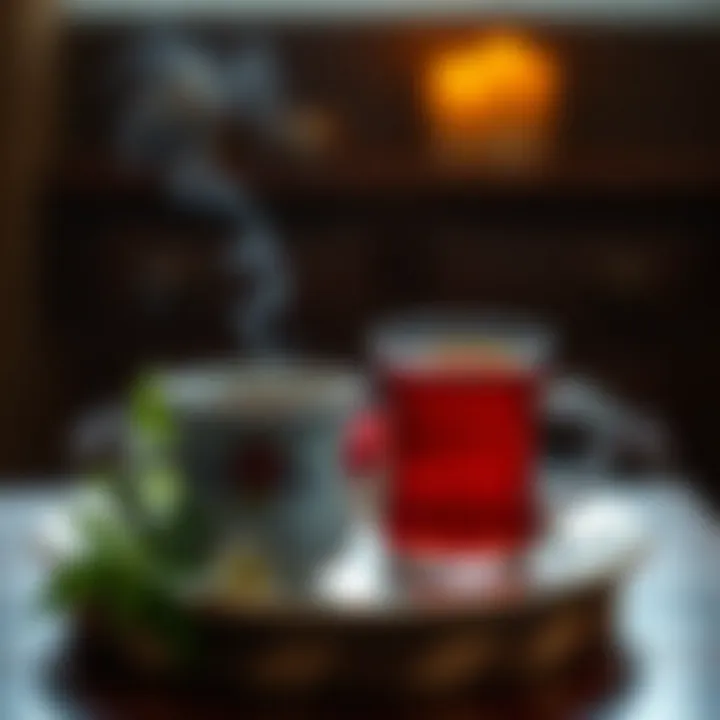 Tulumba with Turkish Tea A traditional serving suggestion for Tulumba, elegantly paired with a cup of Turkish tea.