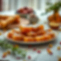 A beautifully arranged plate of Tulumba, showcasing the golden, syrup-soaked delicacies.