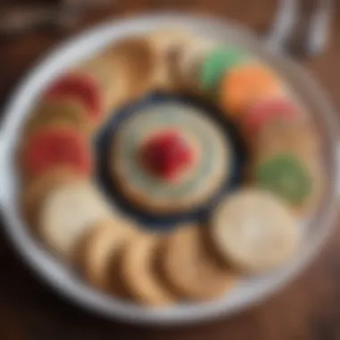 An elegant display of cookies arranged on a decorative plate