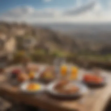 Scenic view of a breakfast terrace overlooking Cappadocia