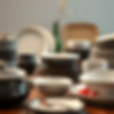 Variety of modern porcelain dinnerware in different styles