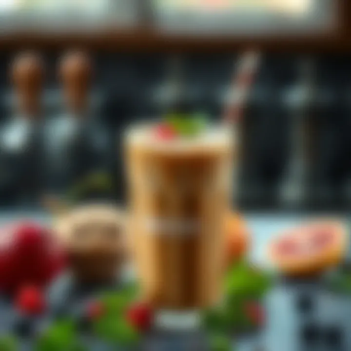 Fruit-Infused Cold Coffee Blend A vibrant smoothie made with cold coffee and fruits