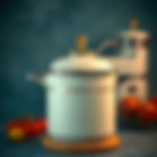 A vintage pressure cooker showcasing its elegant design