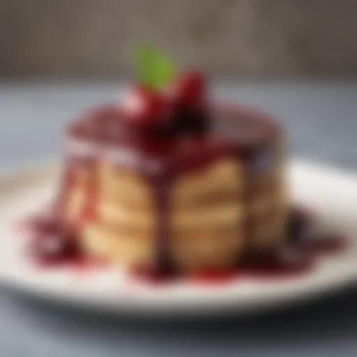 Delicious cherry sauce drizzled over creamy layers.