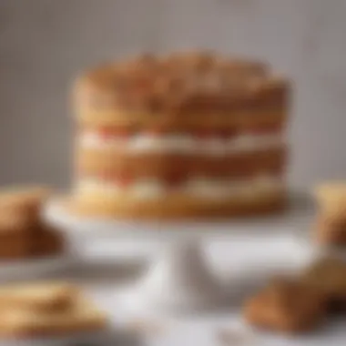 A beautifully layered biscuit cake showcasing its rich texture.