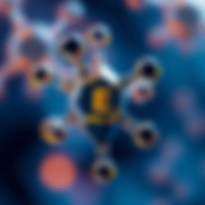 A detailed close-up of a vitamin E molecular structure illustration