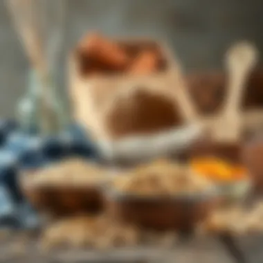 Whole Grains as Glucose Sources Whole grains and cereals displayed on a rustic wooden table