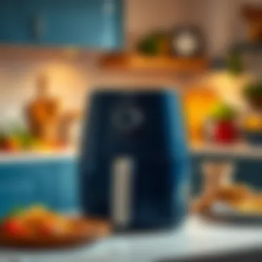 A vibrant kitchen scene with the Xiaomi Airfryer XXL in action