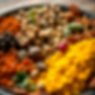 An assortment of spices and herbs enhancing pilav flavor.