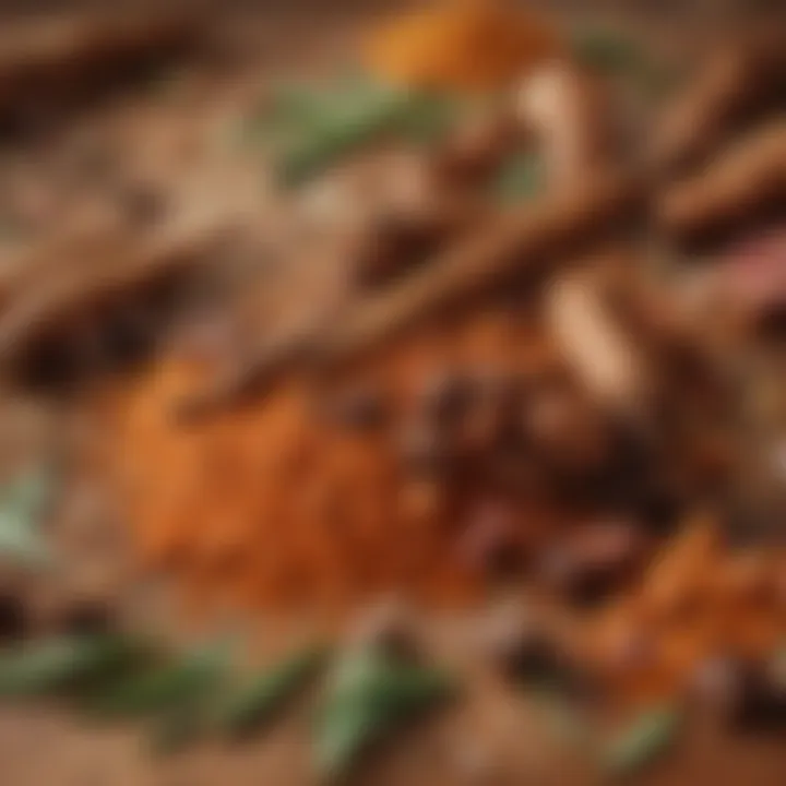 A close-up of the spices used in chicken durum