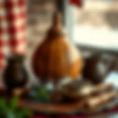 Ceremonial yerba mate setup with traditional gourd and bombilla