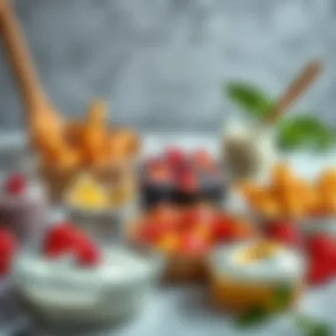 Diverse Yogurt Creations An assortment of yogurt-based dishes beautifully arranged