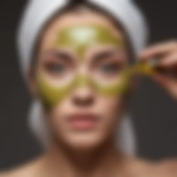 Natural olive oil mask application on skin.